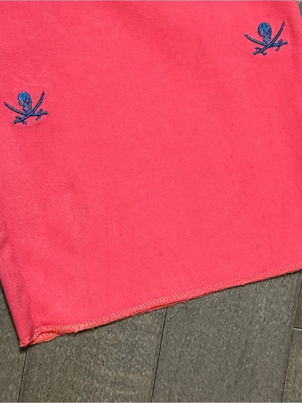 Castaway Harbor Pants Mens 40 UF Pink Calico Jack Skull Embroidered NWT
